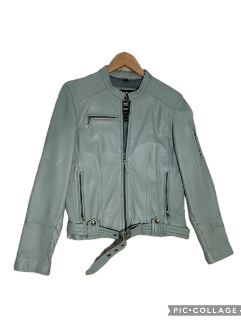 Harley-Davidson Women's L Mint Green Leather Jacket